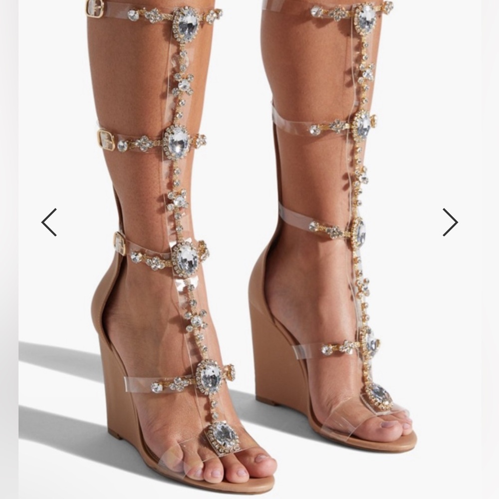 Yulanda Jeweled Gladiator Wedge